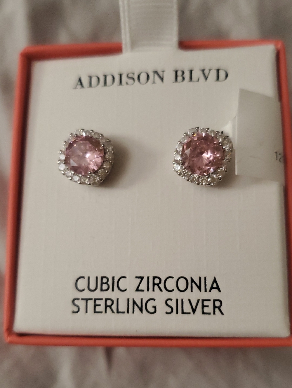 Addison Blvd Pink Cubic Zirconia Halo Sterling Silver Stud Earrings